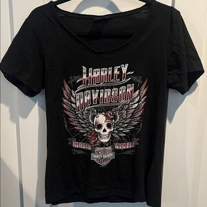 Harley-Davidson Rhinestone Graphic T-Shirt Women’s Black Size M
